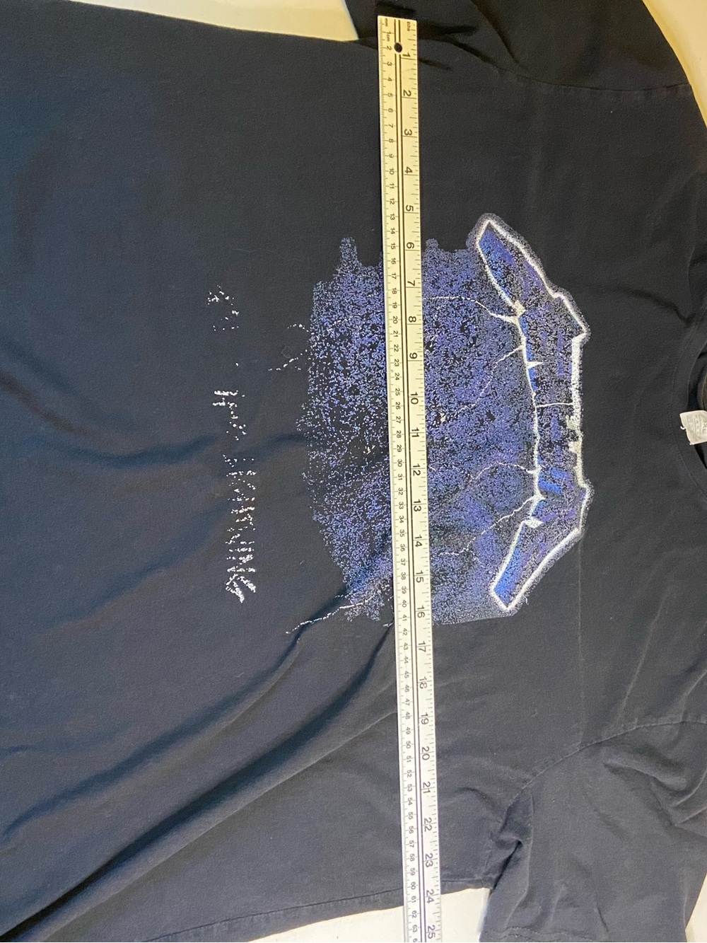 Black Short-Sleeve Graphic Tee with Faded Blue Band Logo - Picture 4 of 5